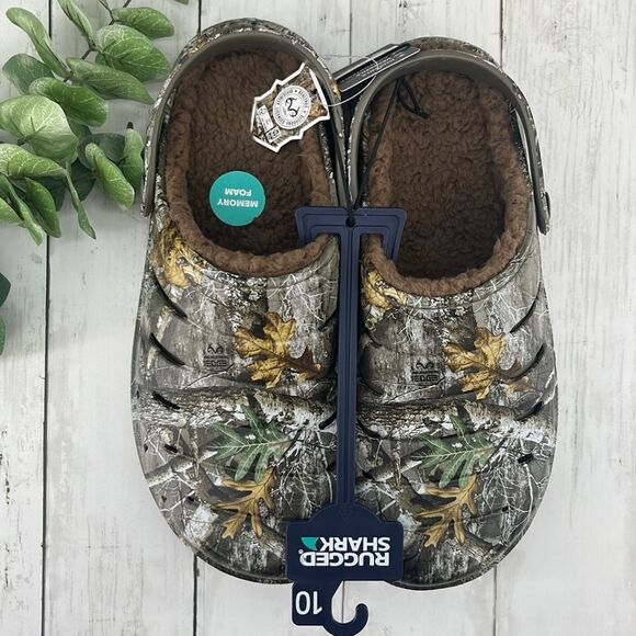 Men's Comfy Fuzzy Camo Lined EVA Clogs Sandals Shoes Size 10 - Picture 1 of 5